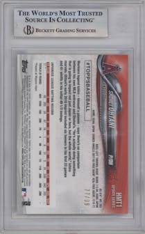Shohei Ohtani from the 2018 Topps Chrome Update  set featuring a X-Fractor parallel graded by Beckett and given an overall grade of 9.
