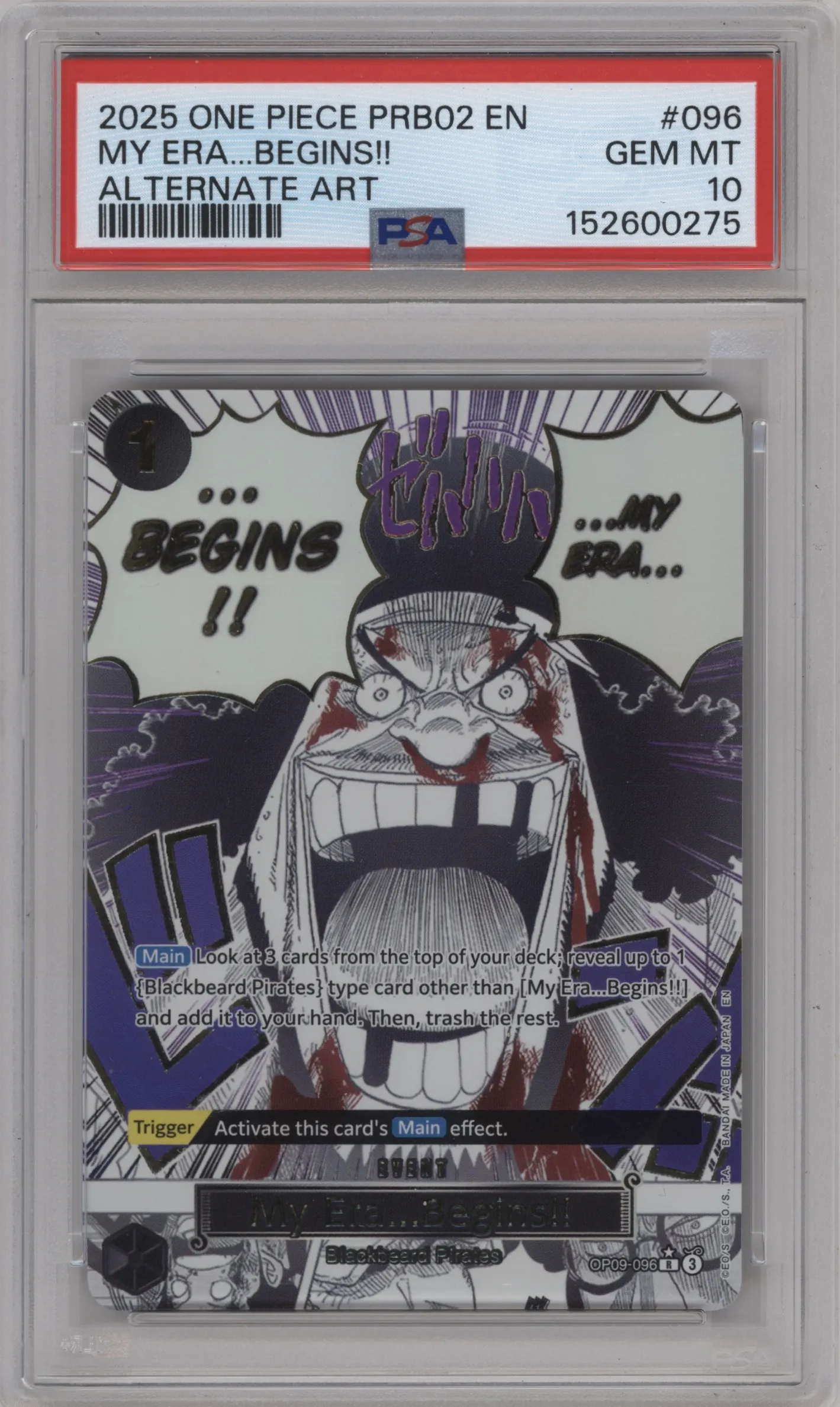 2025 One Piece PB The Best My Era...Begins!! Alternate Art PSA 10