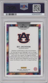 Bo Jackson from the 2024 Panini Prizm Draft Picks set graded by PSA and given an overall grade of 10.