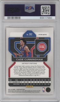 Cade Cunningham from the 2021-22 Panini Prizm  set featuring a Orange Ice parallel graded by PSA and given an overall grade of 10.