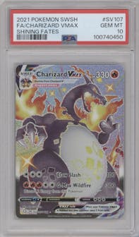 Charizard VMAX  from the 2021 Pokemon SWSH set graded by PSA and given an overall grade of 10.