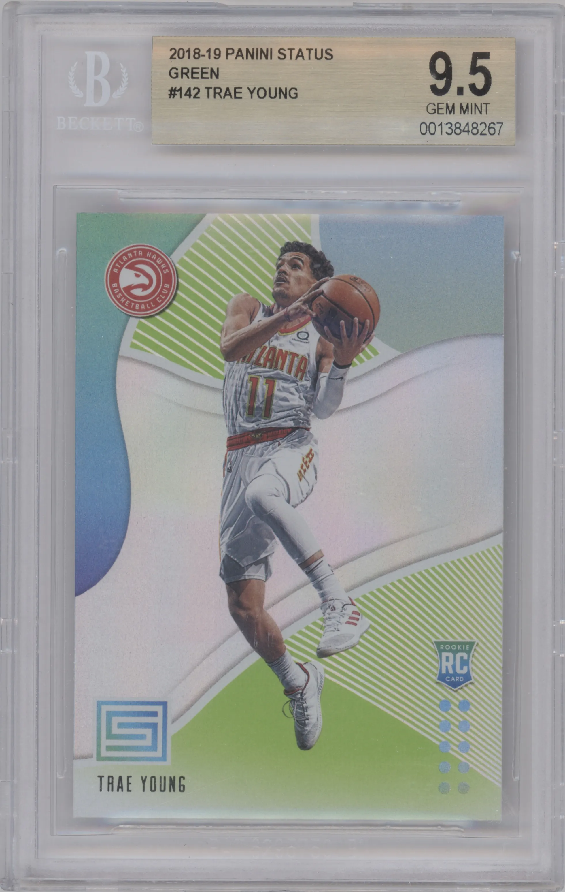 2018 Panini Status Rookies 1 Trae Young Green BGS 9.5