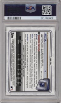 Bobby Witt Jr. from the 2020 Bowman Mega Box Chrome set graded by PSA and given an overall grade of 10.