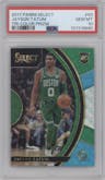 Jayson Tatum from the 2017-18 Panini Select set featuring a Tri-Color parallel graded by PSA and given an overall grade of 10.