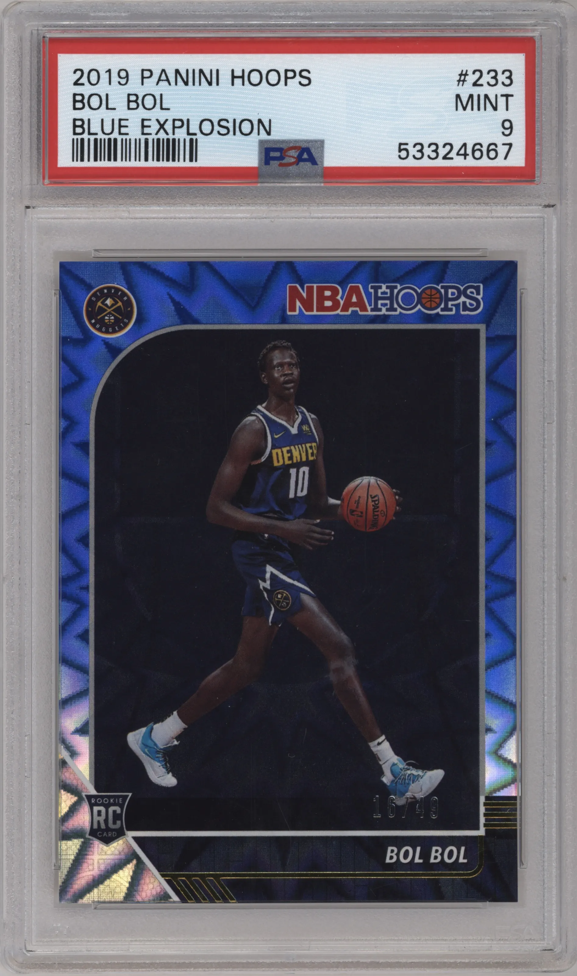 2019 Panini NBA Hoops Bol Bol Blue Explosion PSA 9