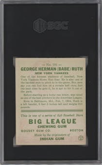 Babe Ruth from the 1933 Goudey set graded by SGC and given an overall grade of 4.