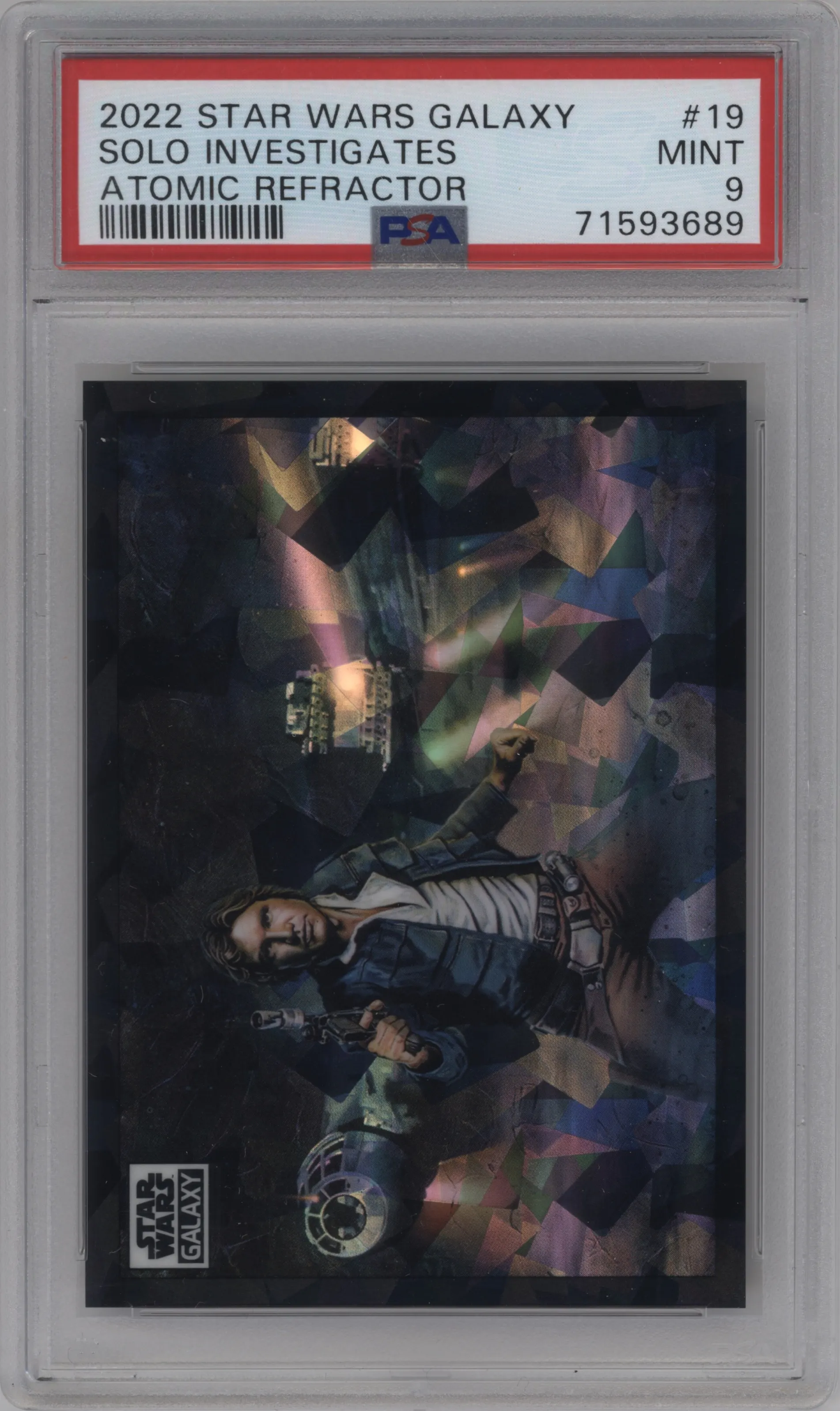 2022 Topps Chrome Star Wars Galaxy Solo Investigates Atomic Refractor #19 PSA 9