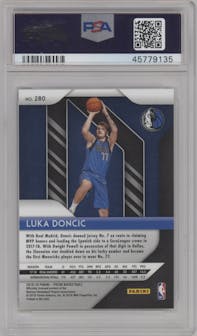Luka Doncic from the 2018-19 Panini Prizm set graded by PSA and given an overall grade of 10.