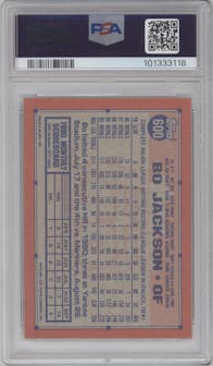 Bo Jackson from the 1991 Topps set featuring a Desert Shield parallel graded by PSA and given an overall grade of 9.