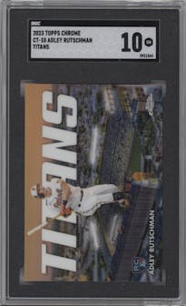 Adley Rutschman from the 2023 Topps Chrome set graded by SGC and given an overall grade of 10.