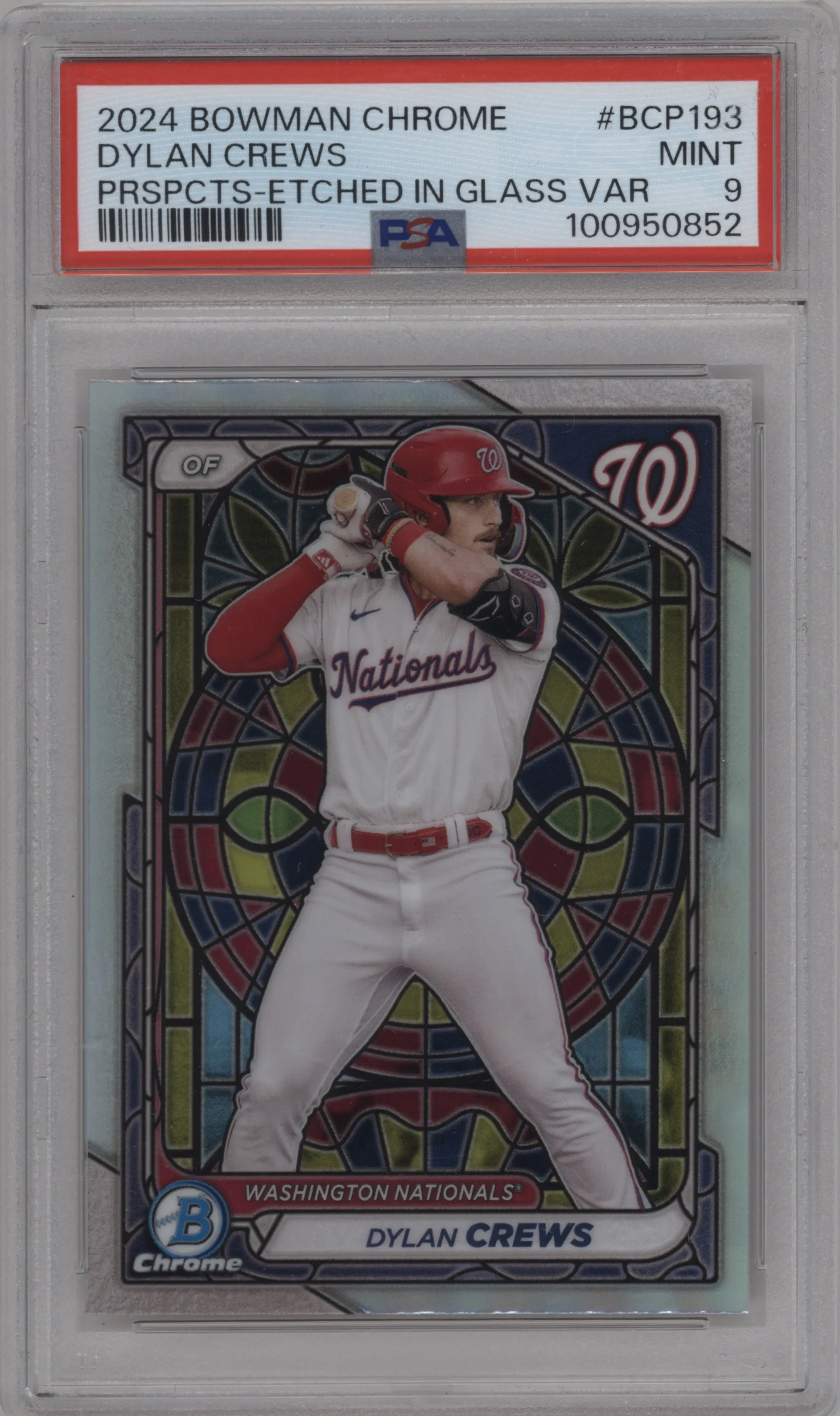 2024 Bowman Chrome Etched in Glass Var. Dylan Crews PSA 9