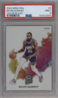 Kevin Durant from the 2023-24 Panini Spectra set graded by PSA and given an overall grade of 9.