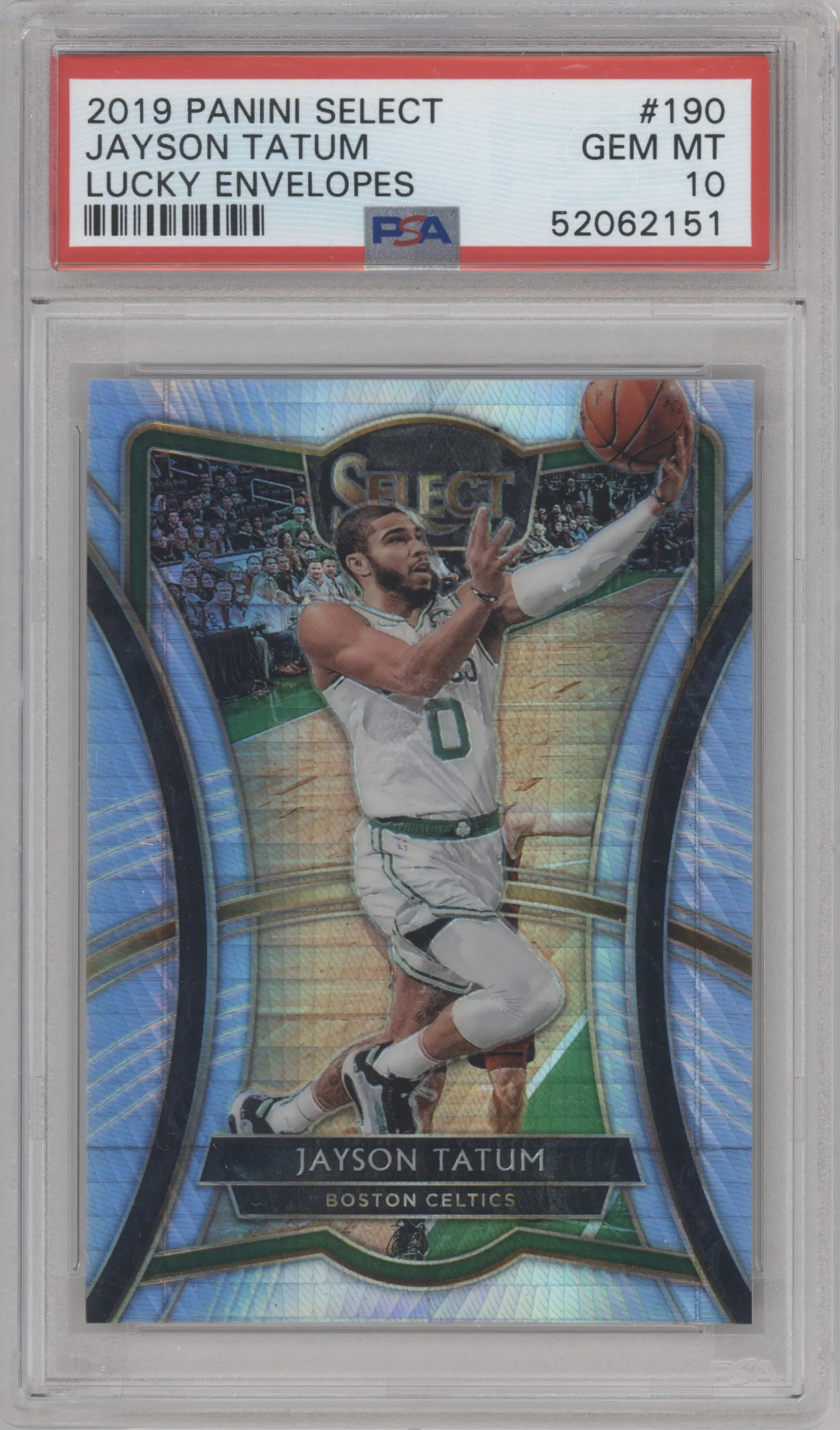 2019 Panini Select Pre.Lvl. Jayson Tatum Lucky Envelopes #190 PSA 10