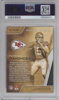 Patrick Mahomes II from the 2017 Panini Certified set graded by PSA and given an overall grade of 8.