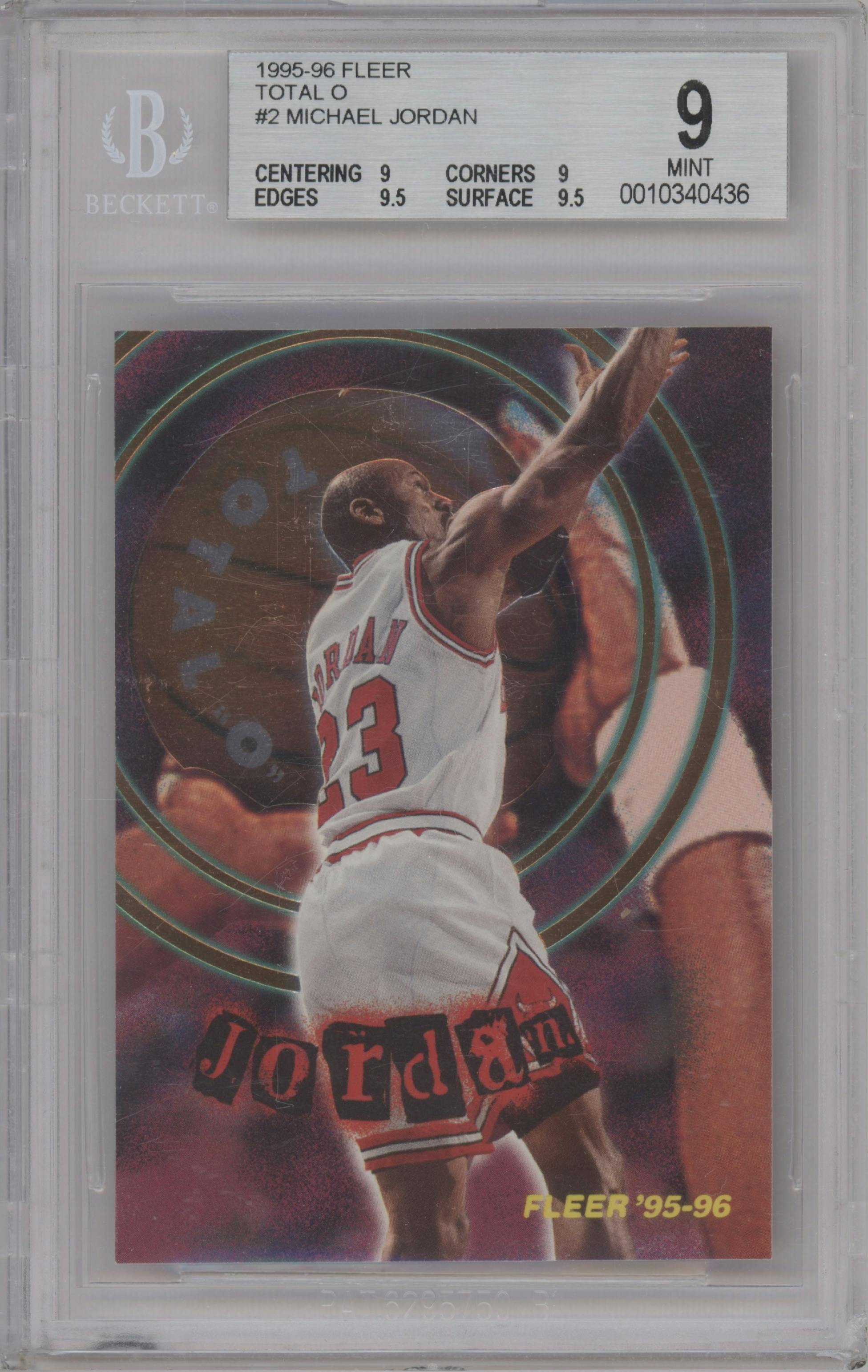 Michael Jordan from the 1995-96 Fleer set graded by Beckett and given an overall grade of 9.