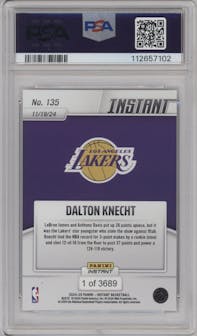 Dalton Knecht from the 2024-25 Panini Instant NBA set graded by PSA and given an overall grade of 10.