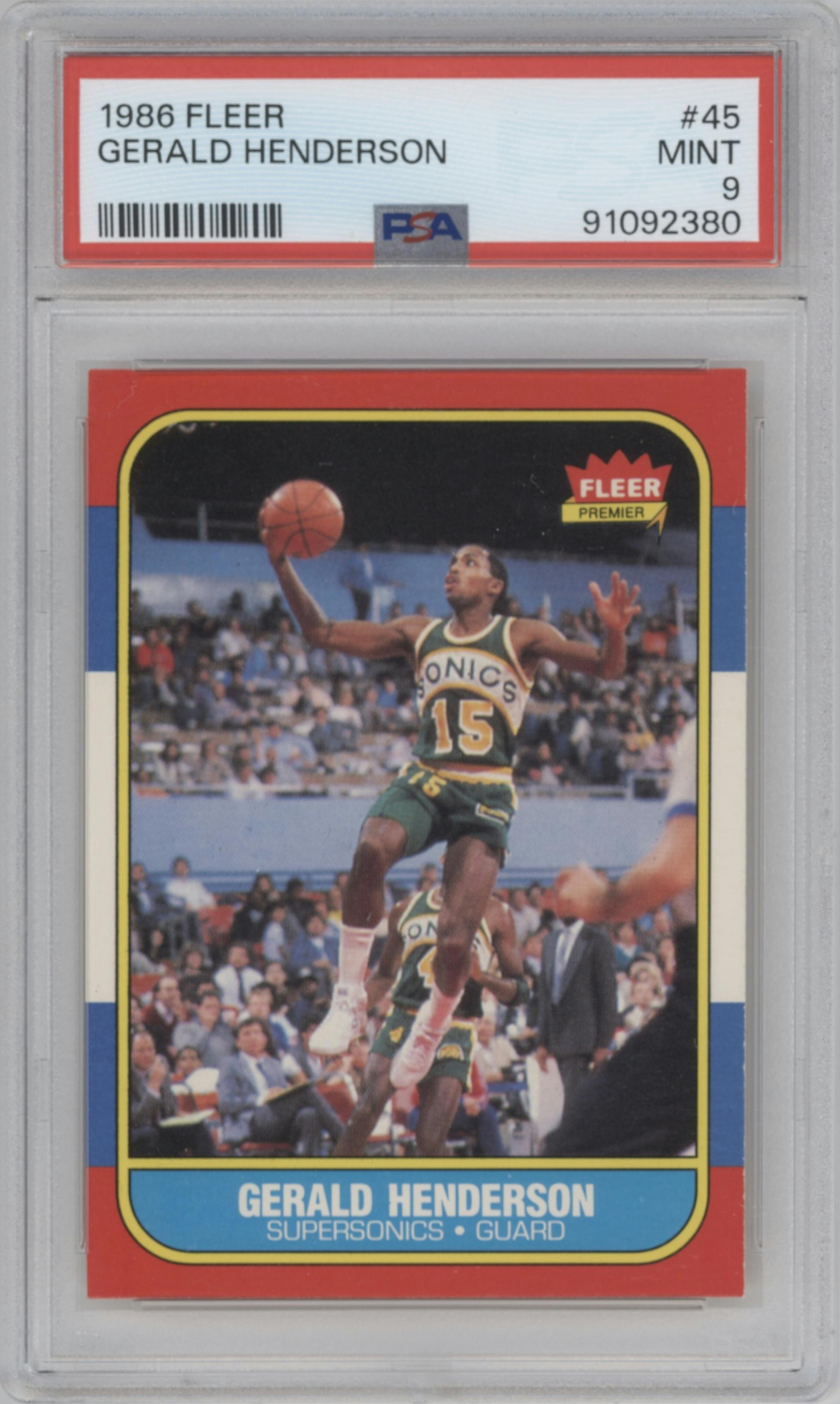 Gerald Henderson from the 1986-87 Fleer set graded by PSA and given an overall grade of 9.