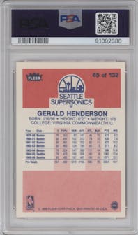 Gerald Henderson from the 1986-87 Fleer set graded by PSA and given an overall grade of 9.