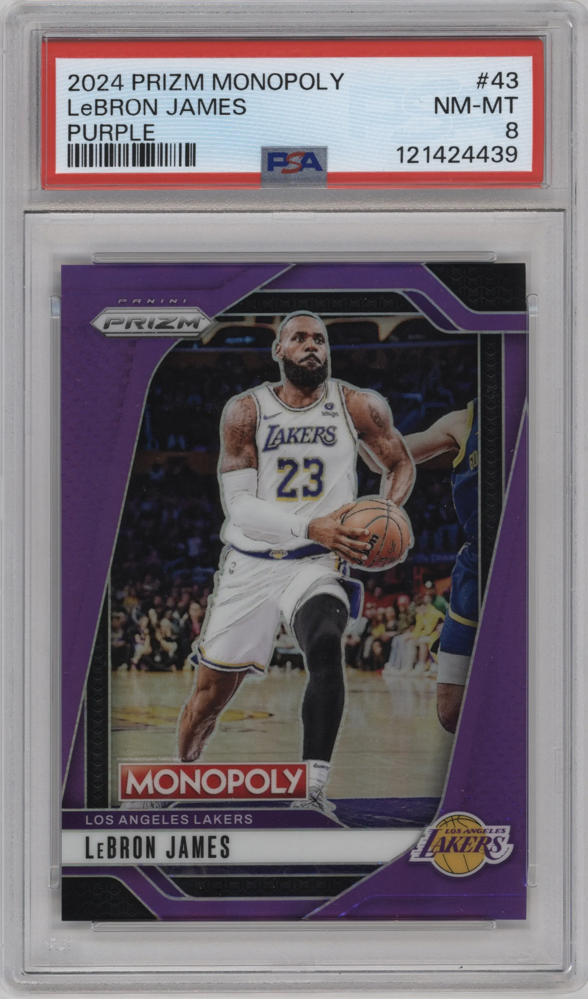2024 Panini Prizm Monopoly LeBron James Purple Prizm #43 PSA 8