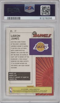 LeBron James from the 2019-20 Panini Donruss set graded by PSA and given an overall grade of 10.