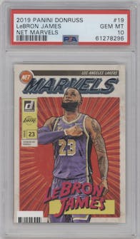 LeBron James from the 2019-20 Panini Donruss set graded by PSA and given an overall grade of 10.
