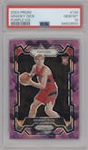 Gradey Dick from the 2023-24 Panini Prizm set featuring a Purple Ice  parallel graded by PSA and given an overall grade of 10.