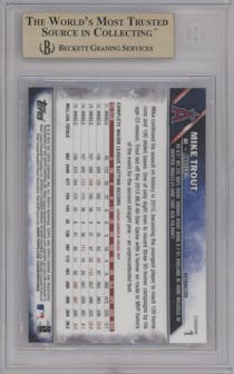 Mike Trout from the 2016 Topps Chrome set graded by Beckett and given an overall grade of 9.5.