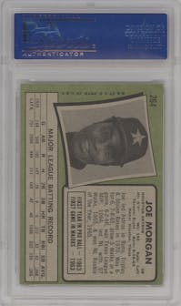 Joe Morgan from the 1971 Topps set graded by PSA and given an overall grade of 7.