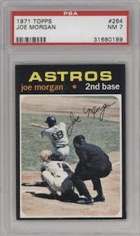 Joe Morgan from the 1971 Topps set graded by PSA and given an overall grade of 7.