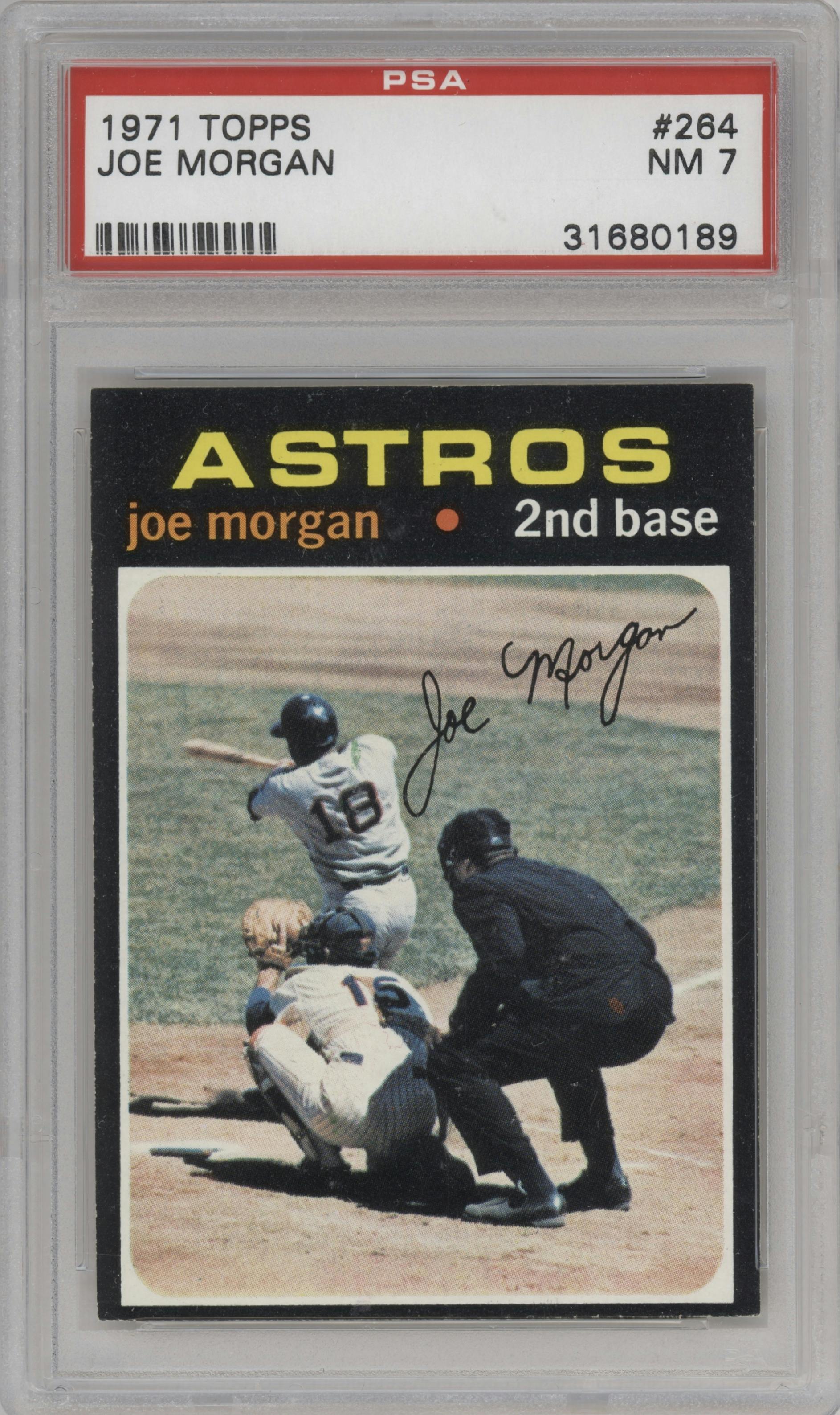 Joe Morgan from the 1971 Topps set graded by PSA and given an overall grade of 7.