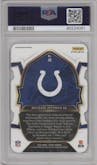 Michael Pittman Jr. from the 2022 Panini Select set featuring a Die-Cut Zebra parallel graded by PSA and given an overall grade of 10.