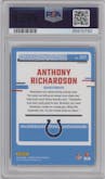 Anthony Richardson from the 2023 Donruss Optic set featuring a  Purple Shock parallel graded by PSA and given an overall grade of 10.