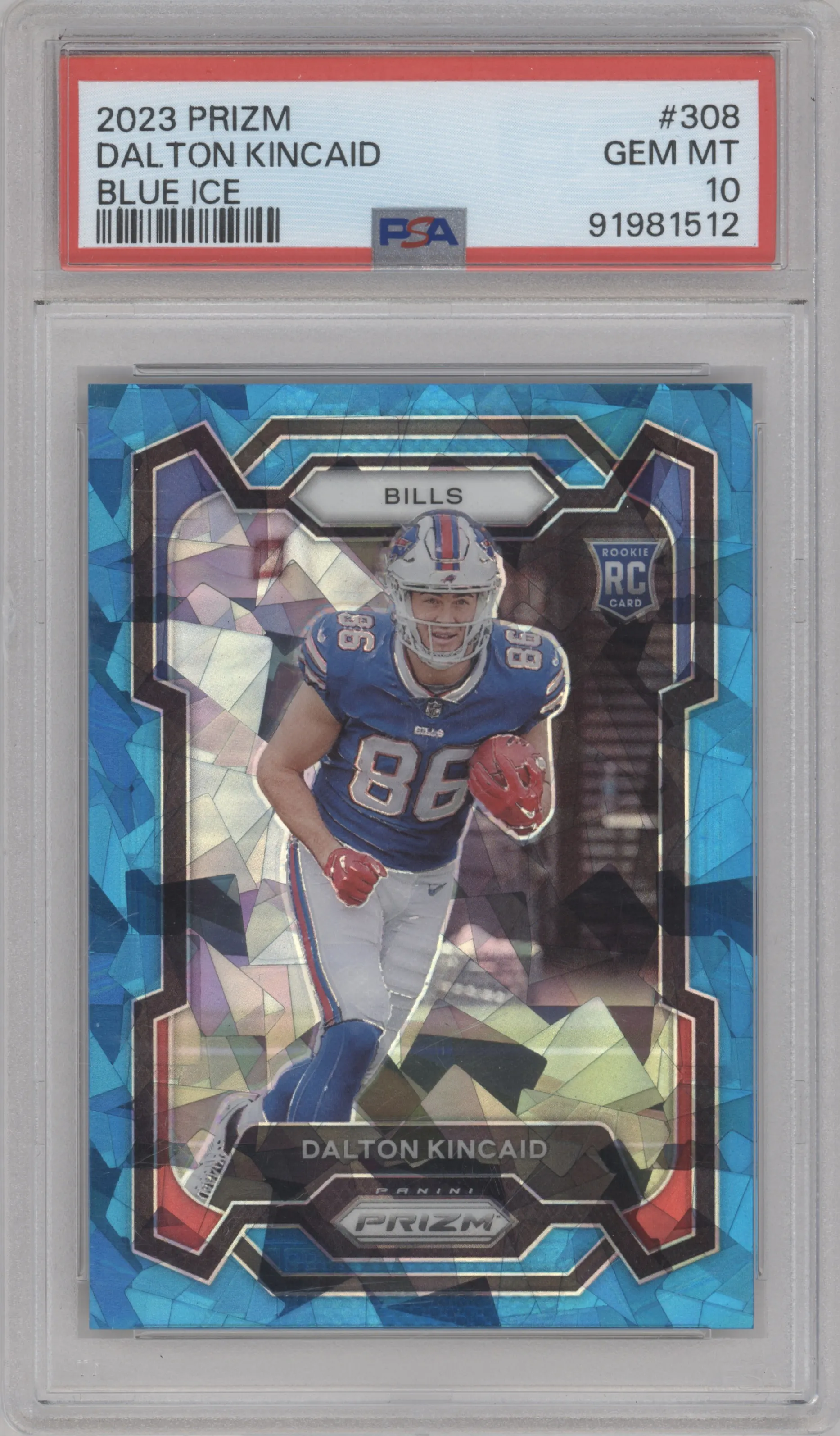 2023 Panini Prizm Dalton Kincaid Blue Ice #308 PSA 10