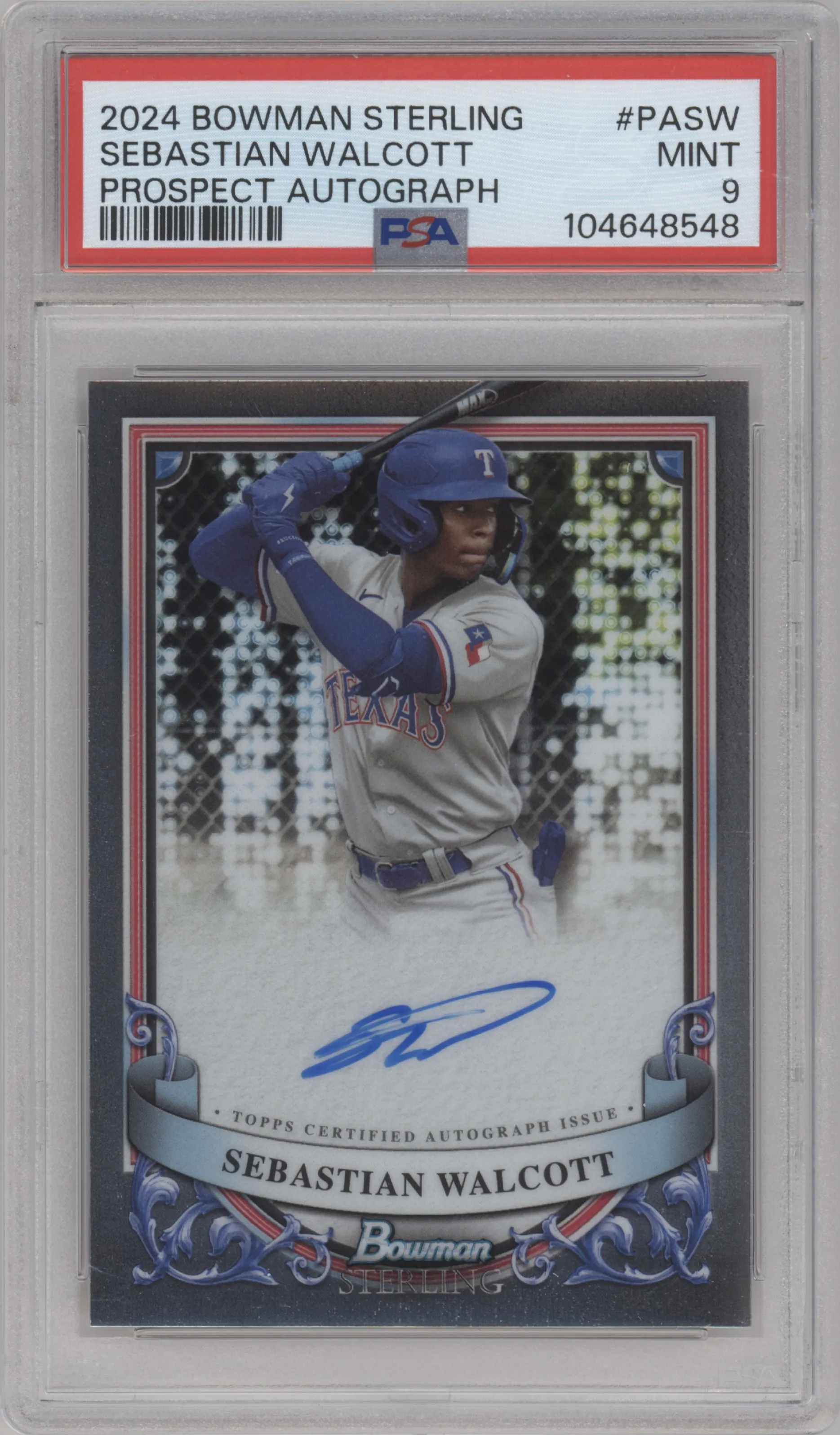 2024 Bowman Sterling Pros.Auto Sebastian Walcott PSA 9