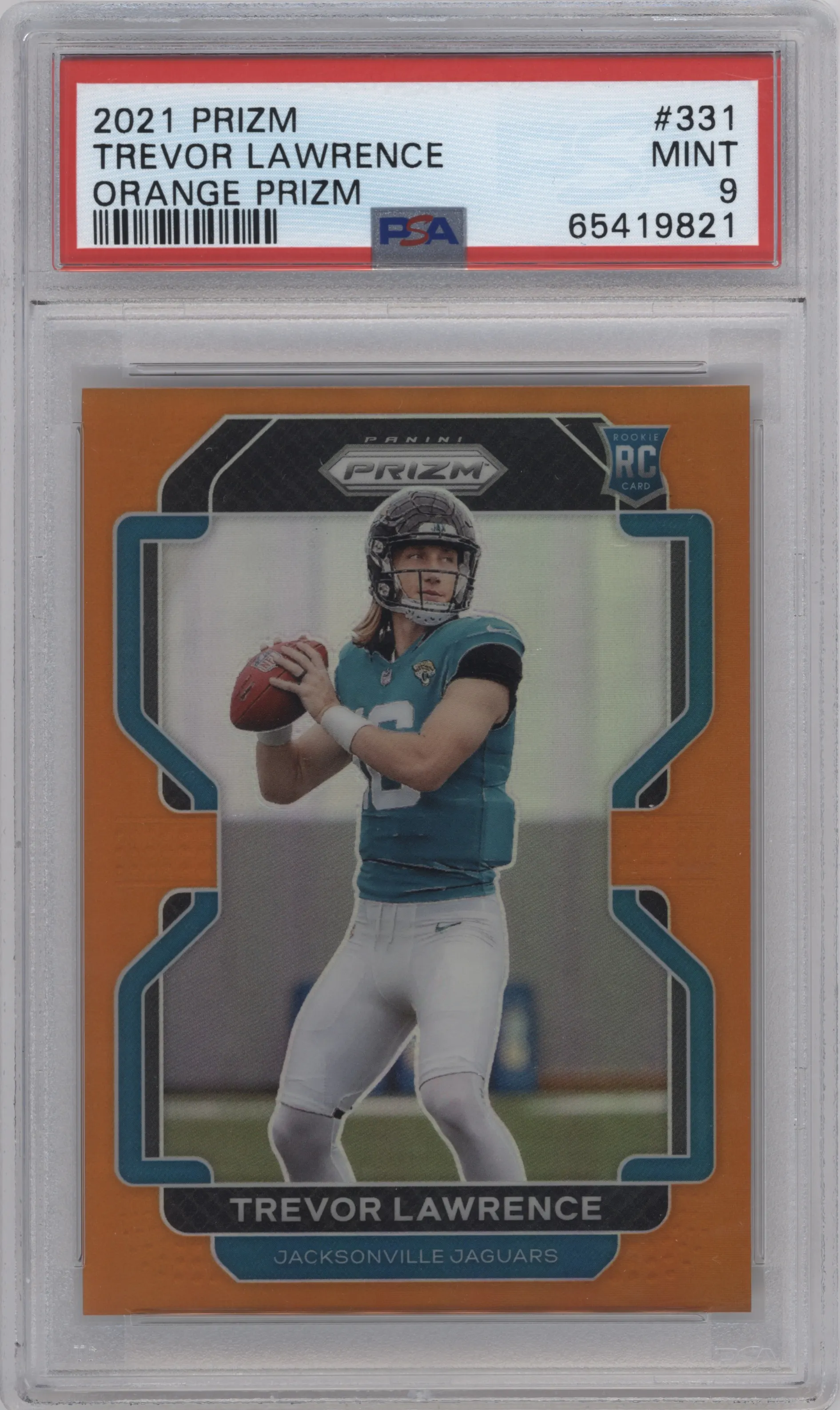 2021 Panini Prizm Trevor Lawrence Orange Prizm PSA 9