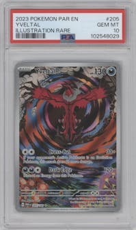 Yveltal from the 2023 Pokemon SV set graded by PSA and given an overall grade of 10.