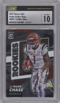 Ja'Marr Chase from the 2021 Panini Donruss Optic set graded by CSG and given an overall grade of 10.