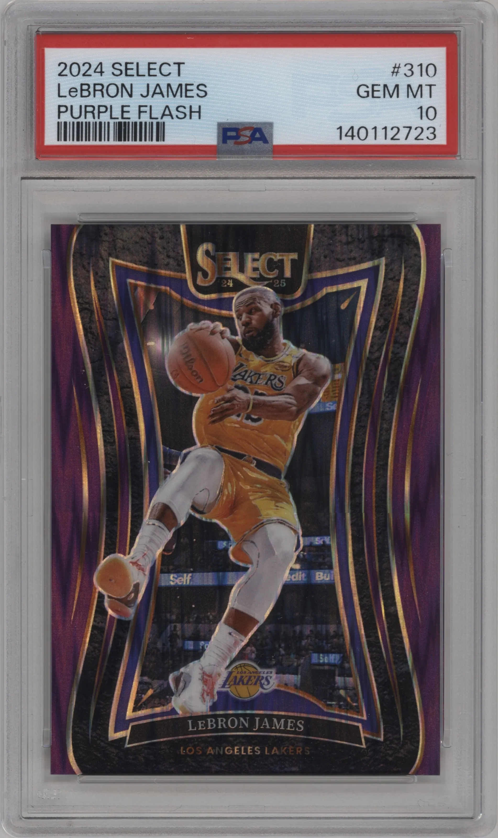 2024 Panini Select Mezzanine LeBron James Purple Flash Prizm #310 PSA 10
