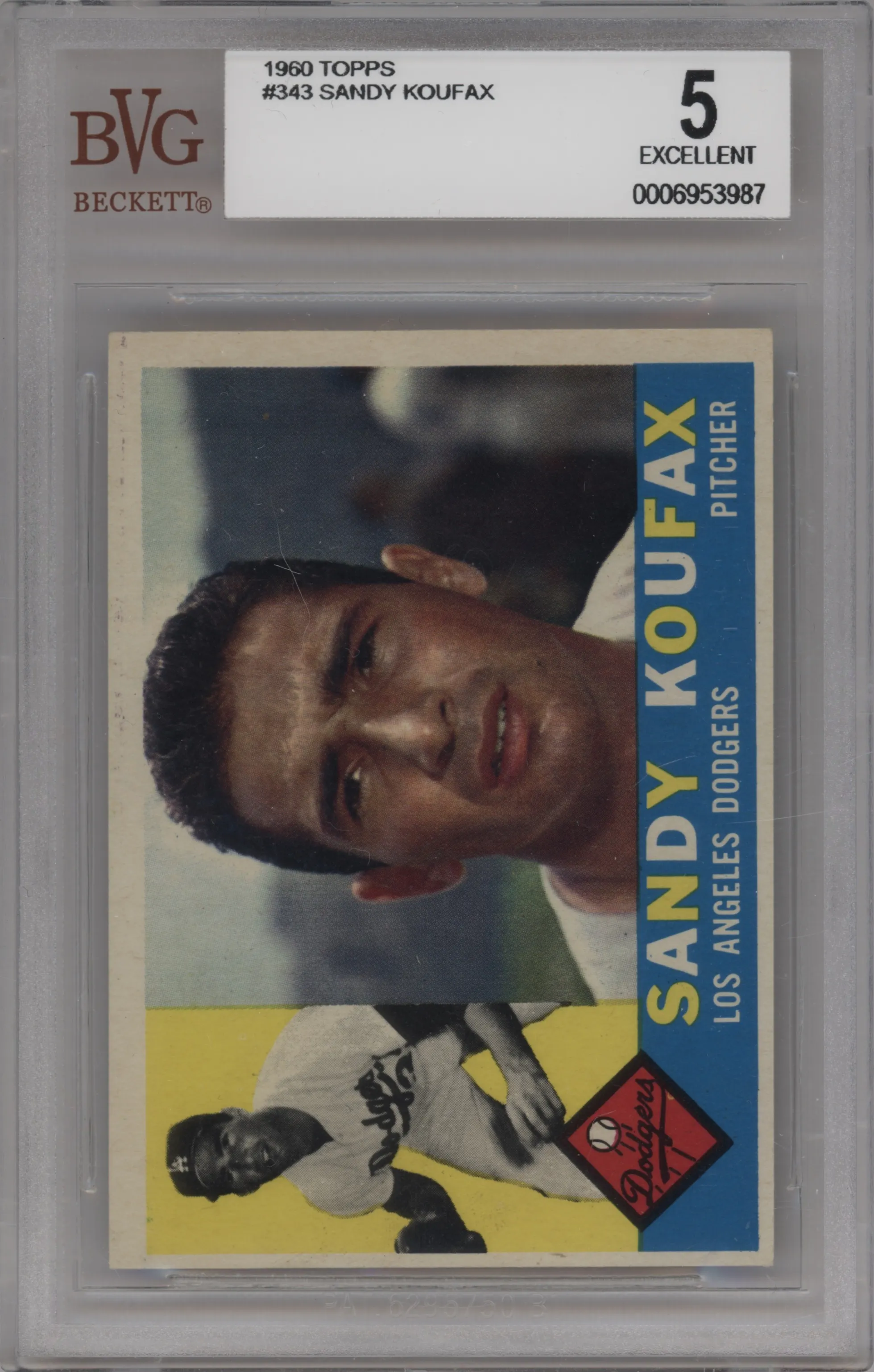 1960 Topps Sandy Koufax Gray Back #343 BGS 5