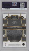 Victor Wembanyama from the 2023-24 Panini Select  set featuring a Blue Retail parallel graded by PSA and given an overall grade of 10.
