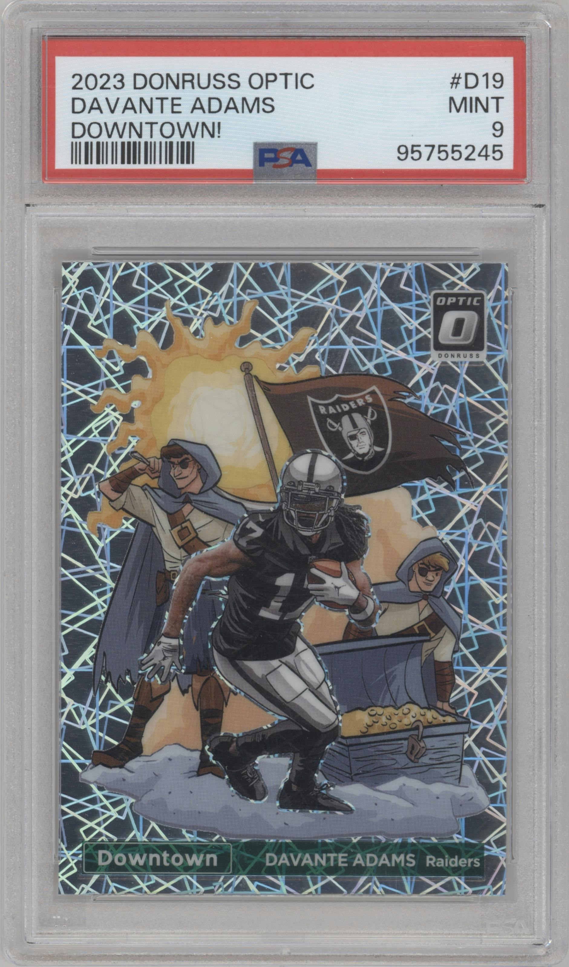 Davante Adams from the 2023 Donruss Optic set graded by PSA and given an overall grade of 9.