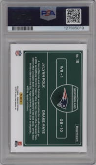 Drake Maye/Ja'Lynn Polk from the 2024 Donruss set graded by PSA and given an overall grade of 10.