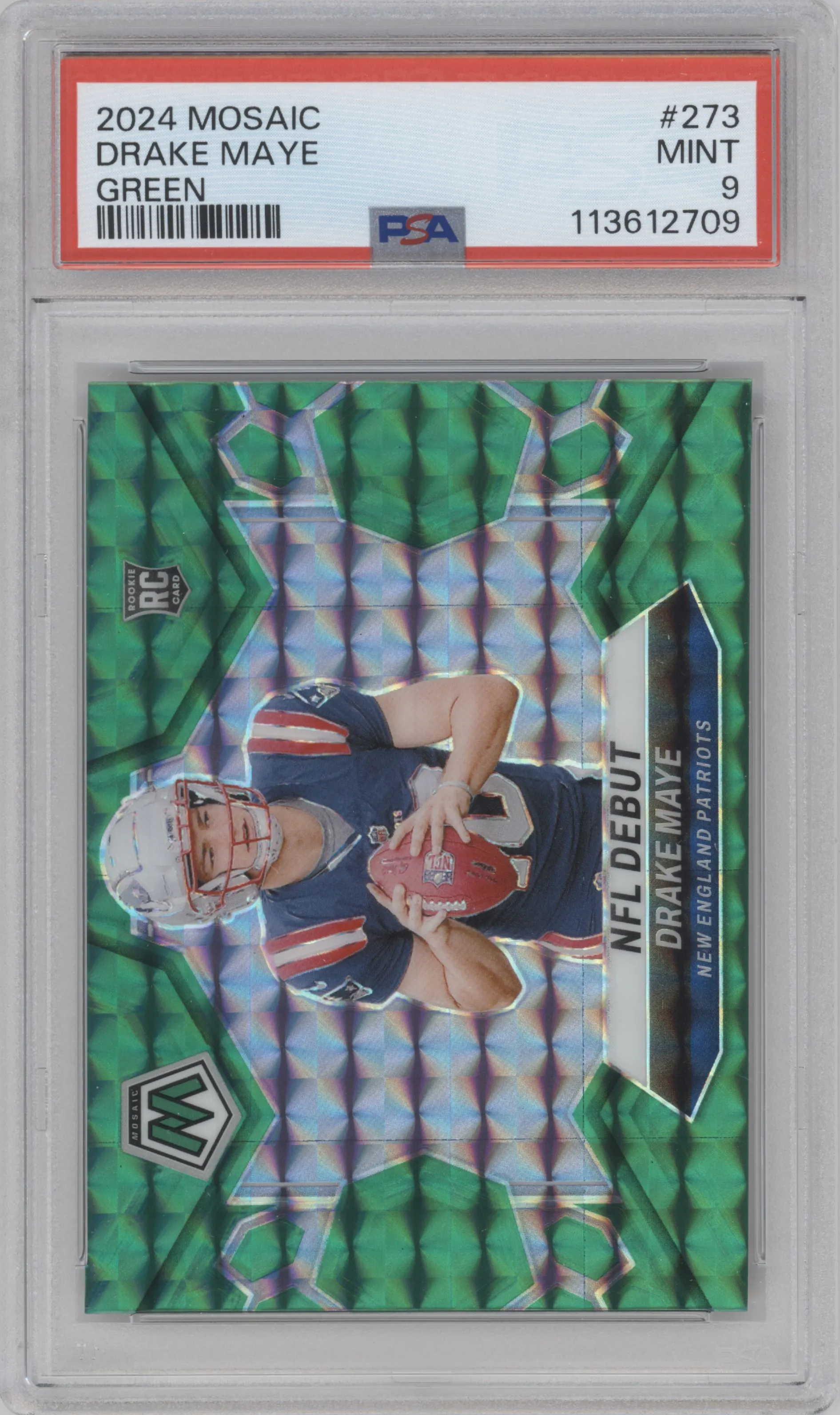 2024 Panini Mosaic Drake Maye Green Mosaic #273 PSA 9