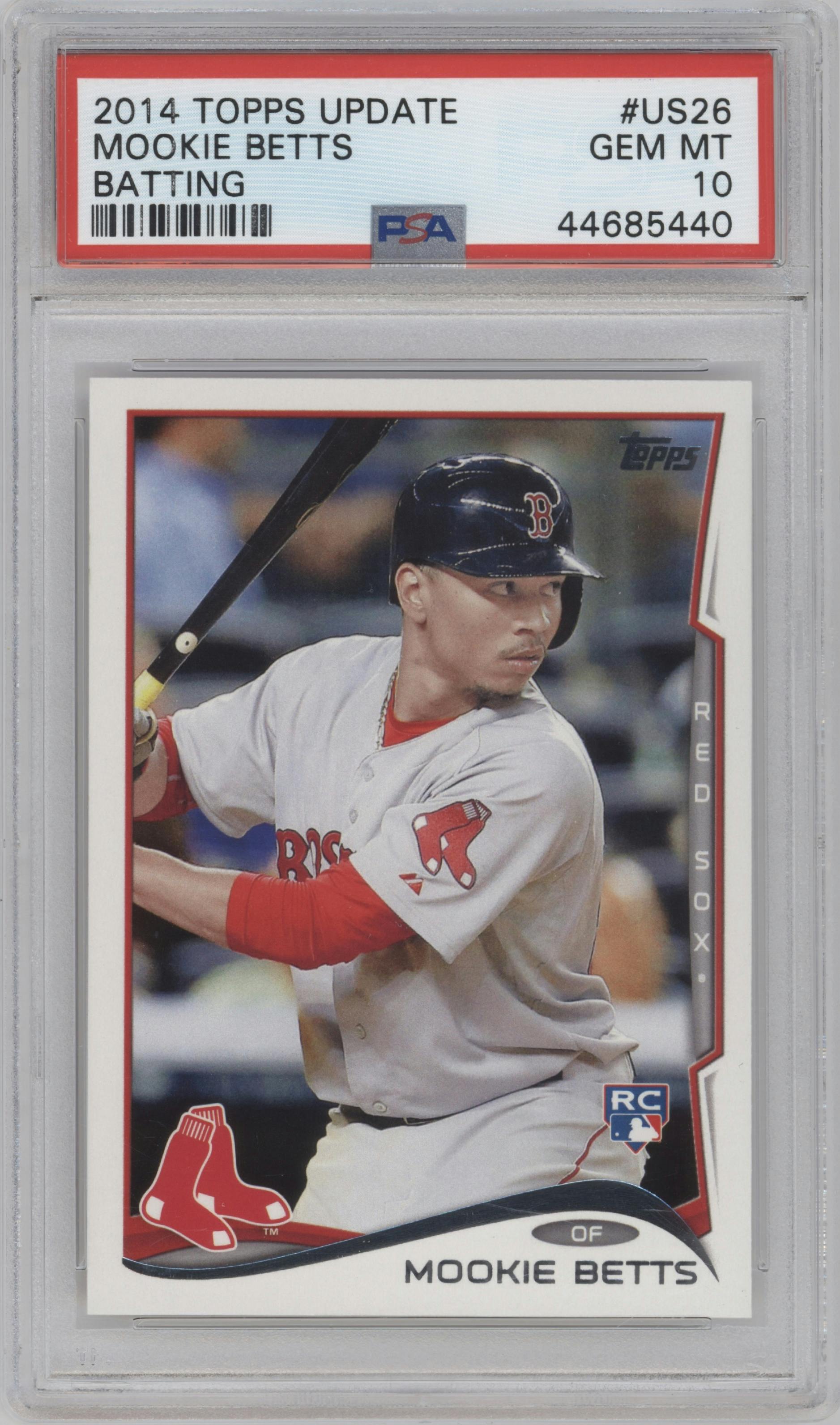 Mookie Betts from the 2014 Topps Update set graded by PSA and given an overall grade of 10.
