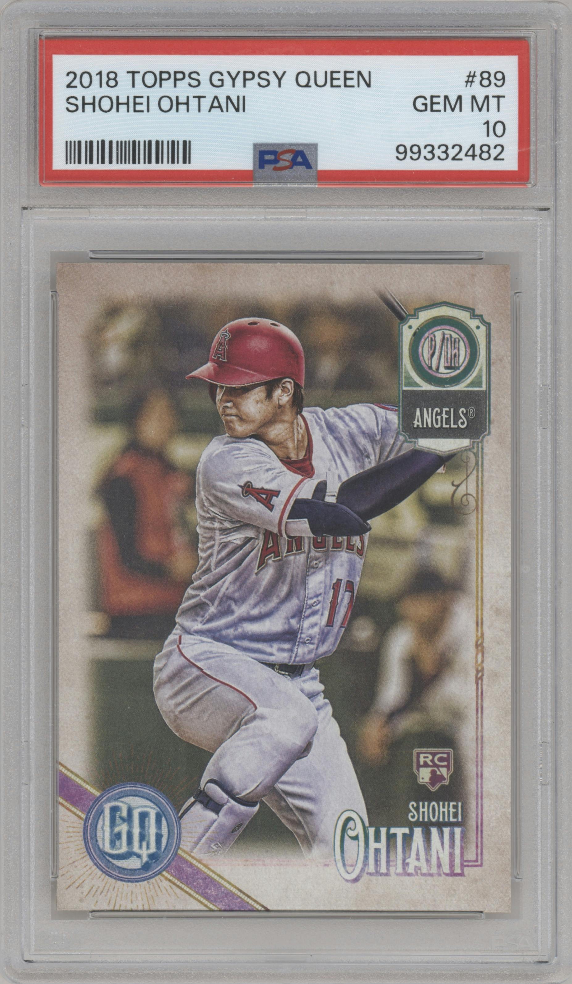 Shohei Ohtani from the 2018 Topps Gypsy Queen set graded by PSA and given an overall grade of 10.