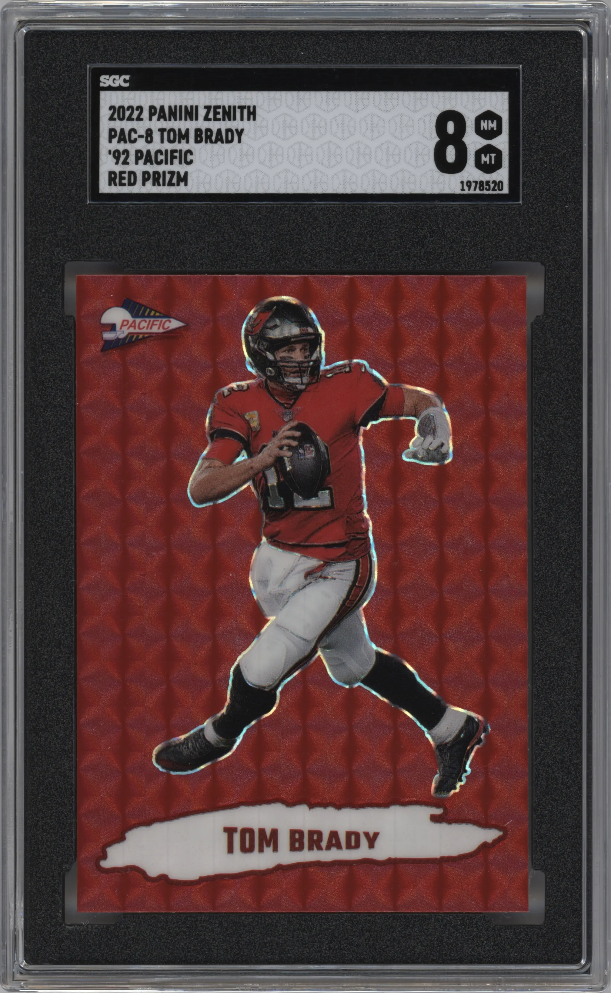 2022 Panini Zenith 1992 Pacific Tom Brady Red SGC 8