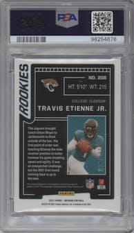 Travis Etienne Jr. from the 2021 Panini Obsidian set graded by PSA and given an overall grade of 9.
