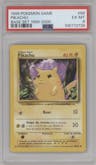 Pikachu from the 1999 Pokemon set featuring a Yellow Cheeks parallel graded by PSA and given an overall grade of 6.