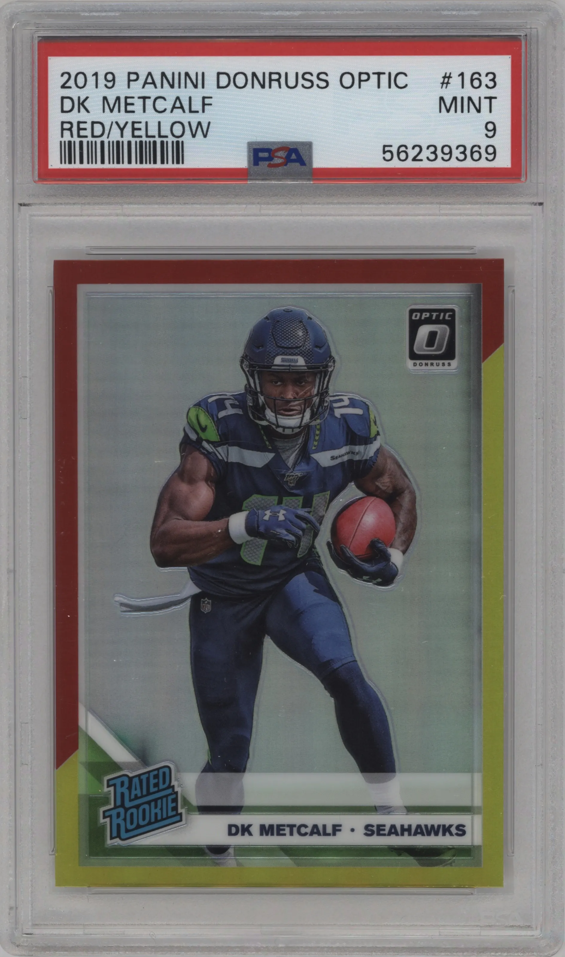 2019 Panini Donruss Optic Rated Rookie DK Metcalf Red/Yellow PSA 9