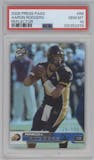 Aaron Rodgers from the 2005 Press Pass set featuring a Reflector parallel graded by PSA and given an overall grade of 10.